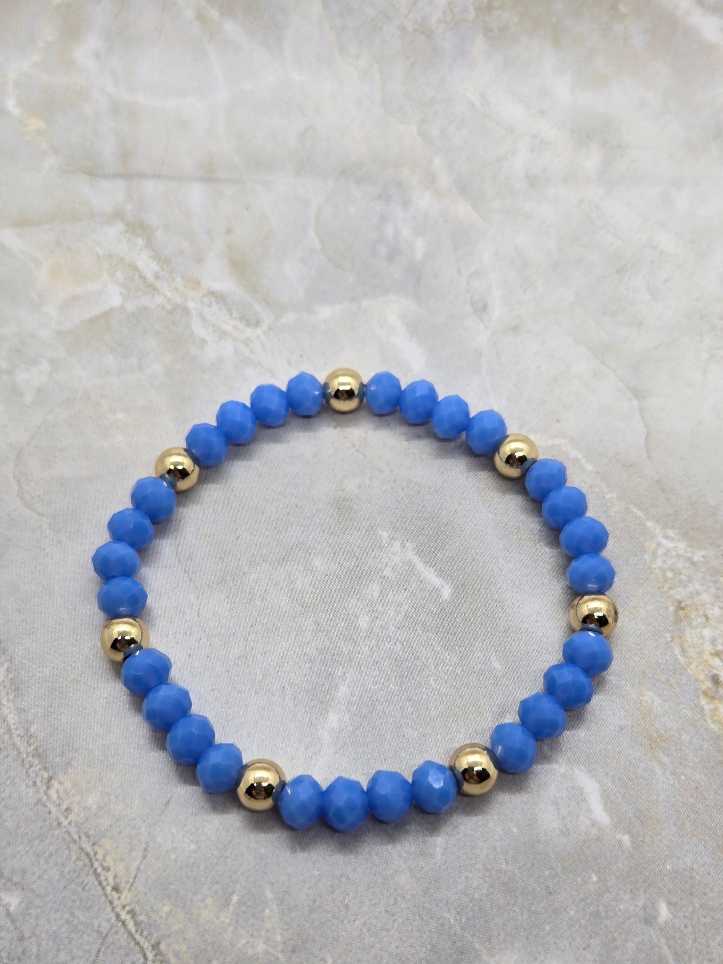 Blue and Gold plated beads bracelet
