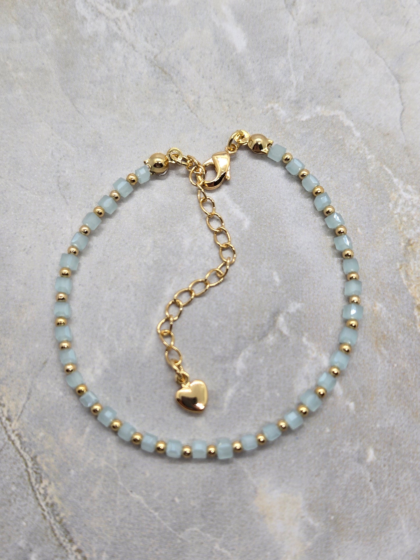 Blue and gold plated beads 2mm Bracelet