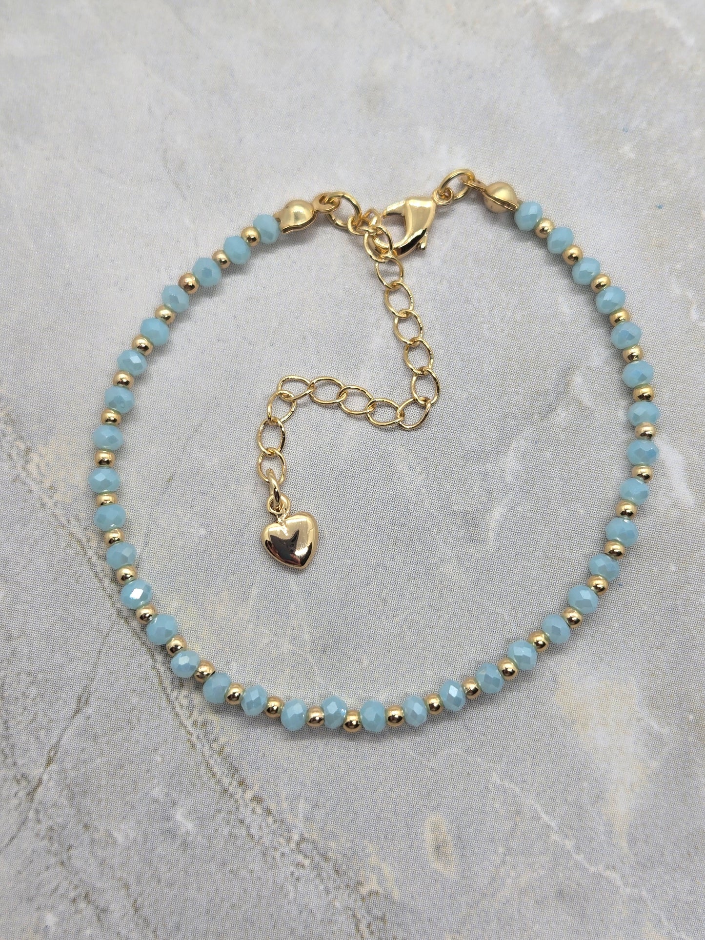 Blue and gold plated beads 2mm Bracelet