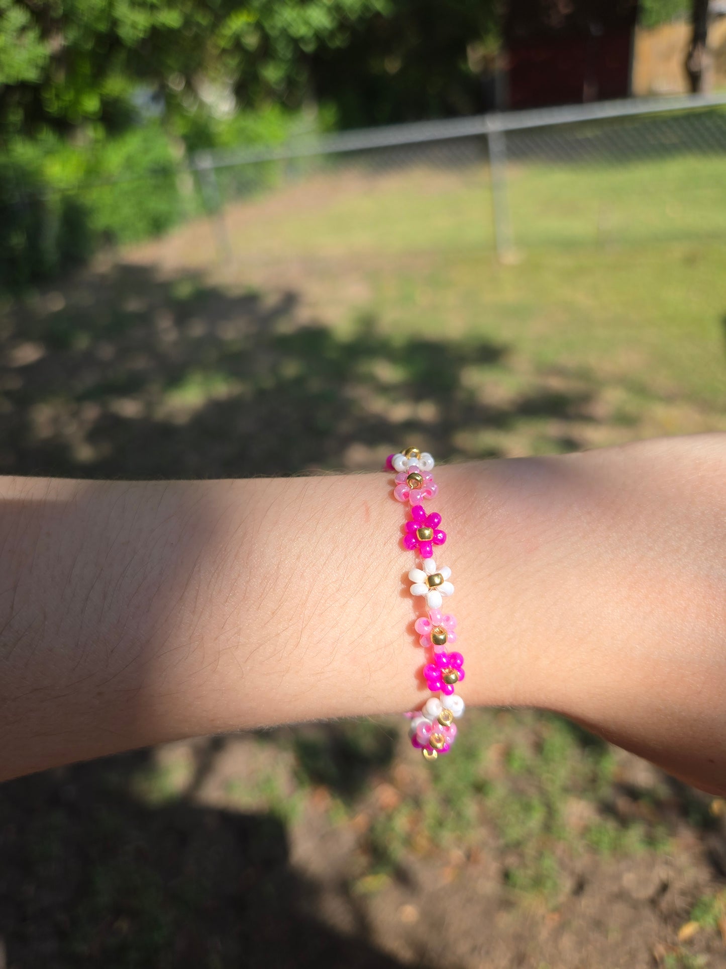 Pink Daisy Handmade bracelet