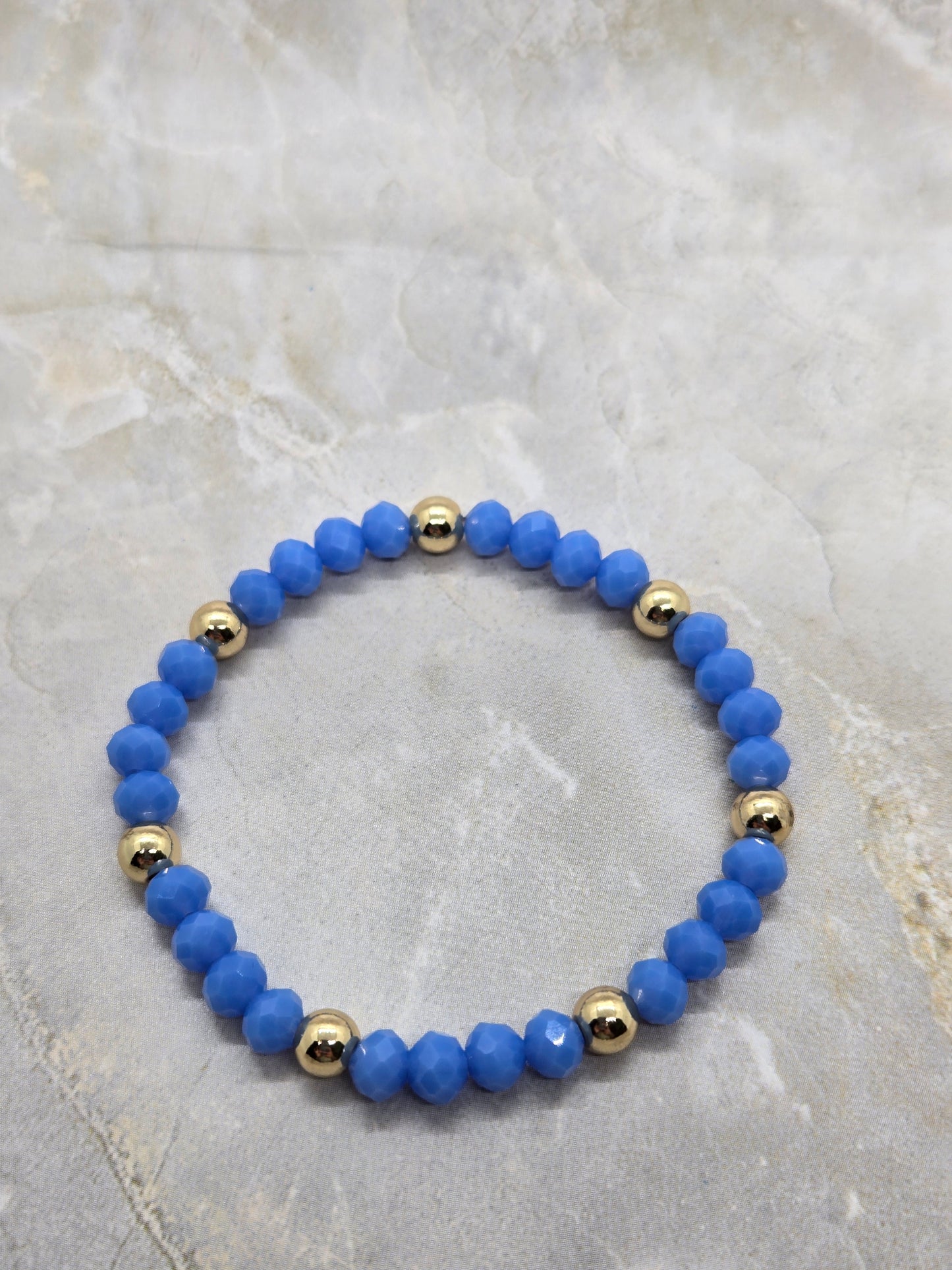 Blue and Gold plated beads bracelet