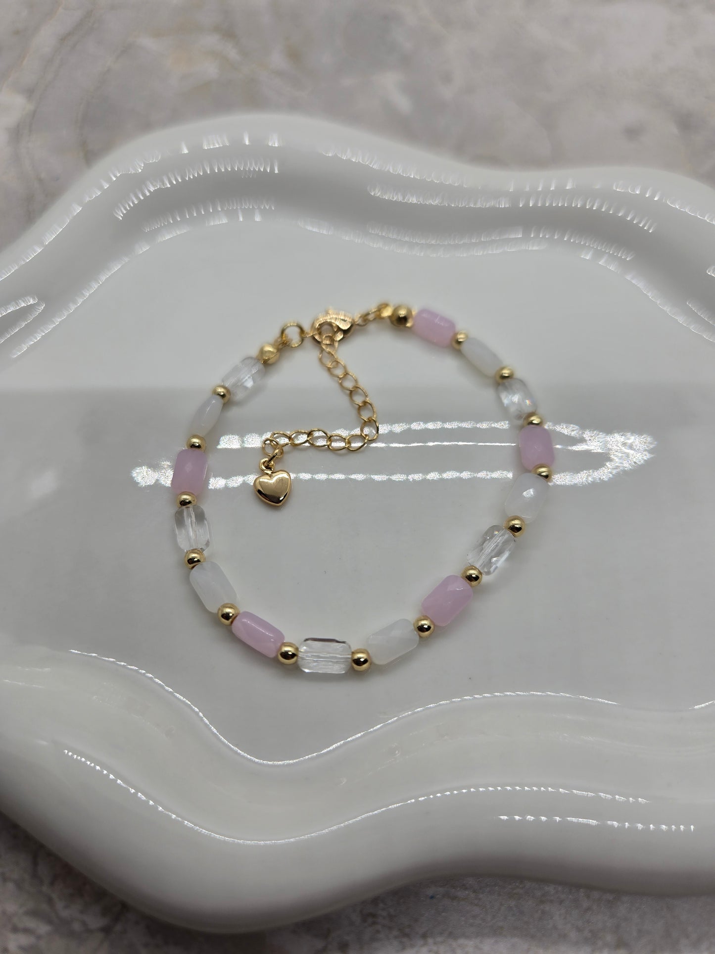 Pink, white and gold plated Bracelet