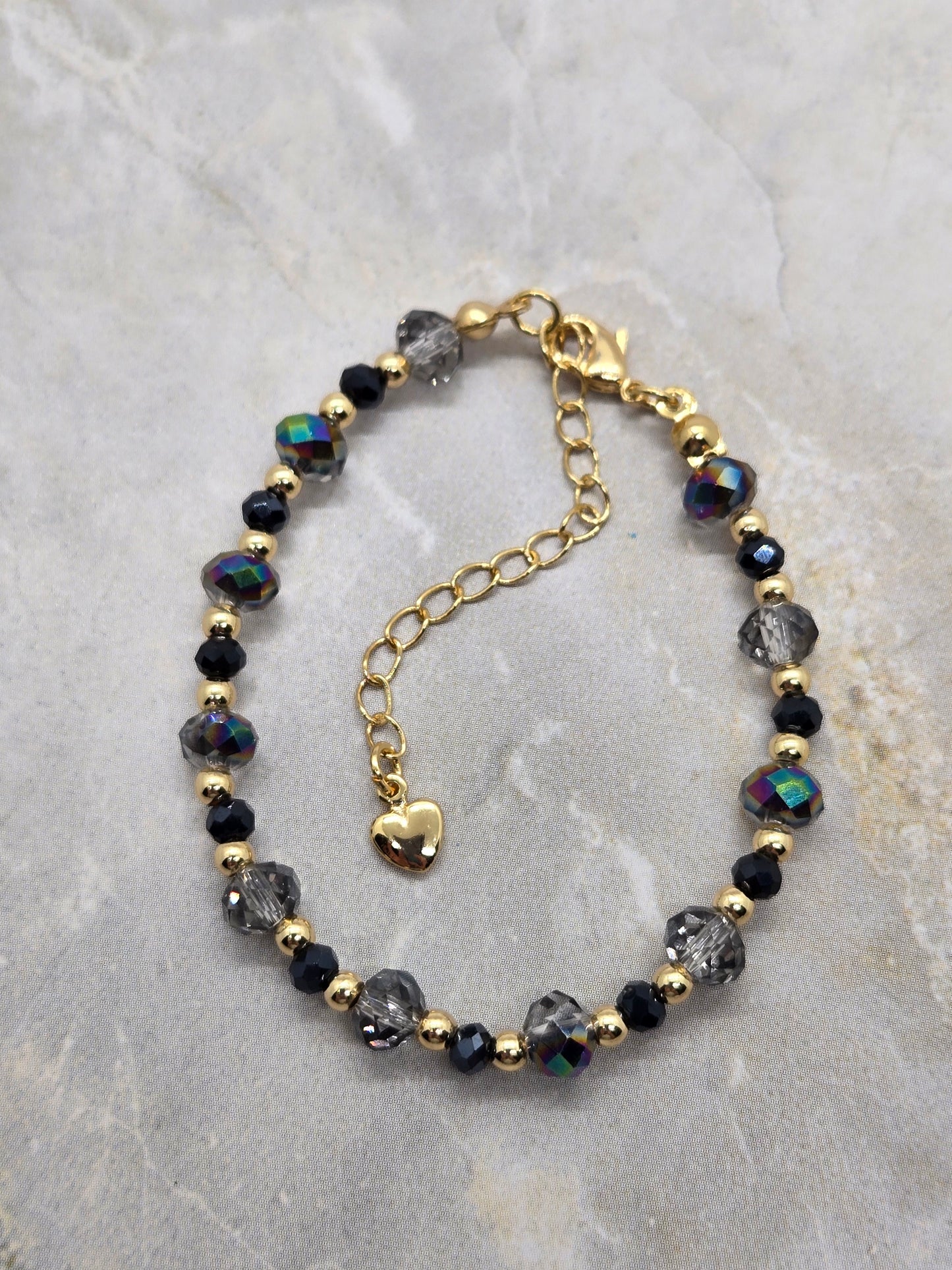 Black and Gold plated beads bracelet