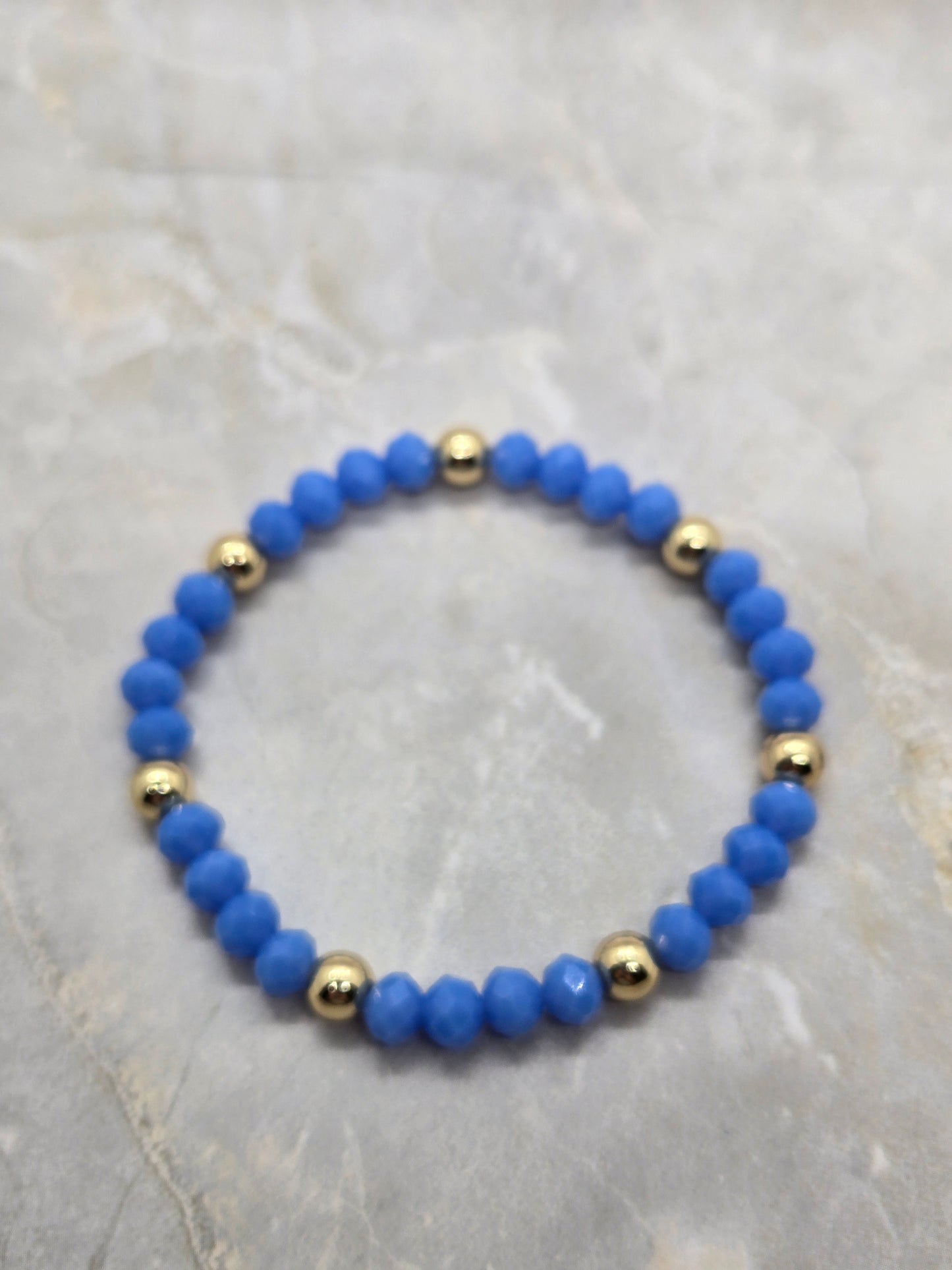 Blue and Gold plated beads bracelet