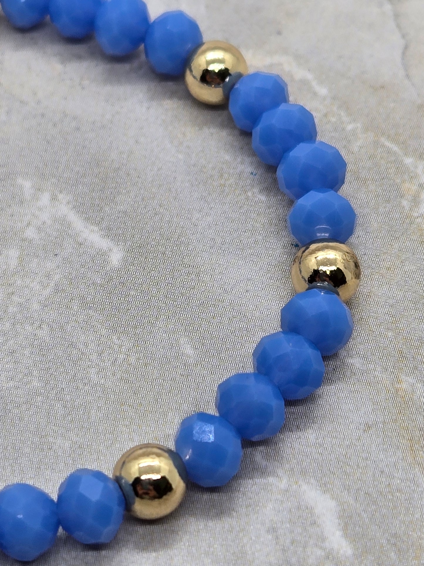 Blue and Gold plated beads bracelet