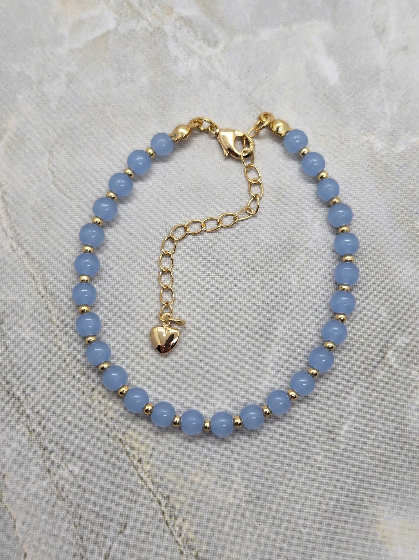 Blue and gold plated beads bracelet