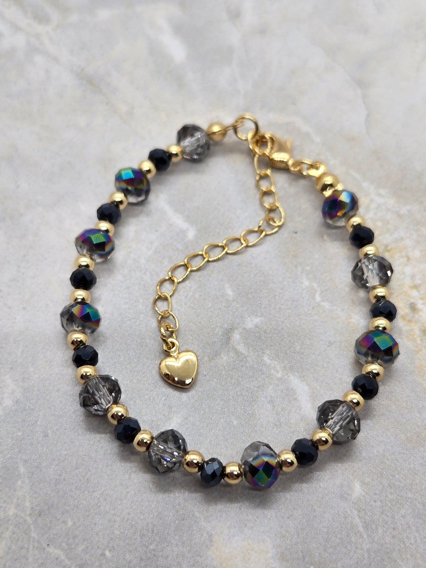 Black and Gold plated beads bracelet