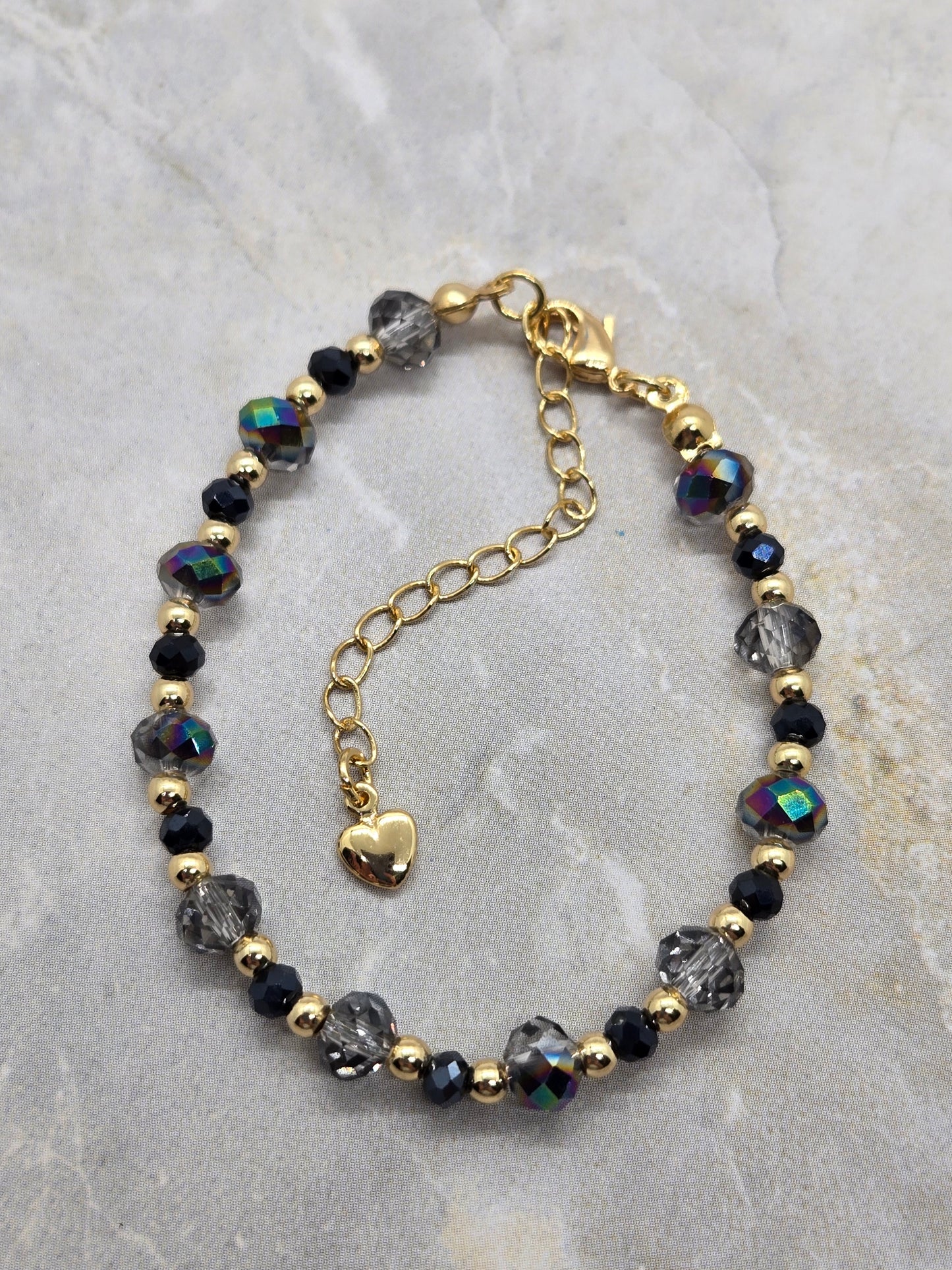 Black and Gold plated beads bracelet