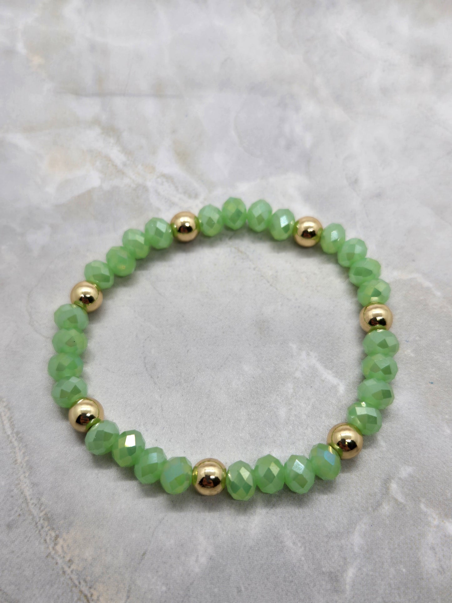 Green and gold plated beads