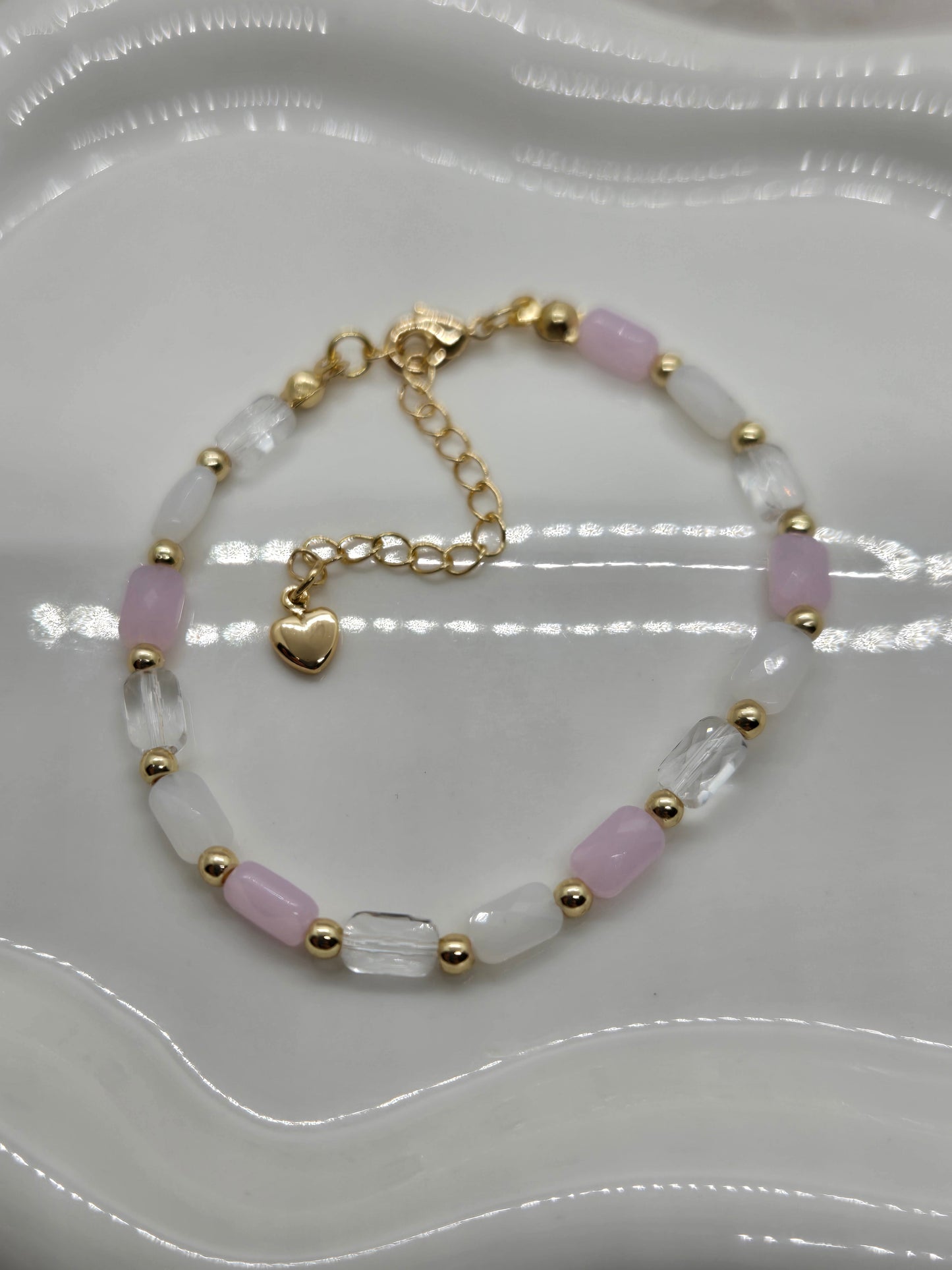 Pink, white and gold plated Bracelet