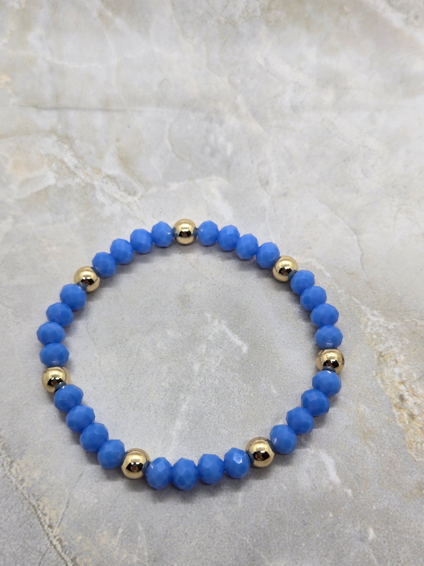 Blue and Gold plated beads bracelet