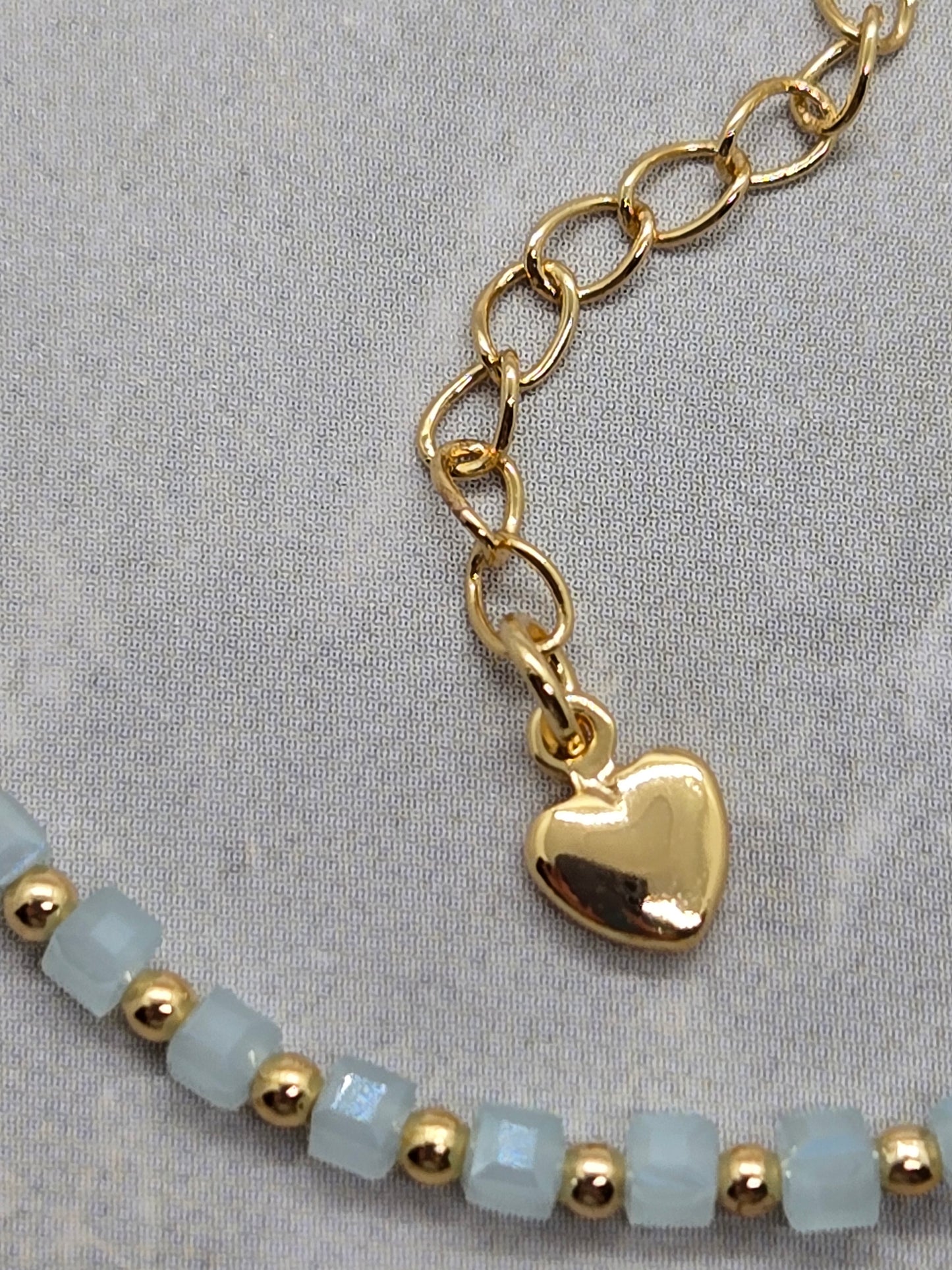 Blue and gold plated beads 2mm Bracelet