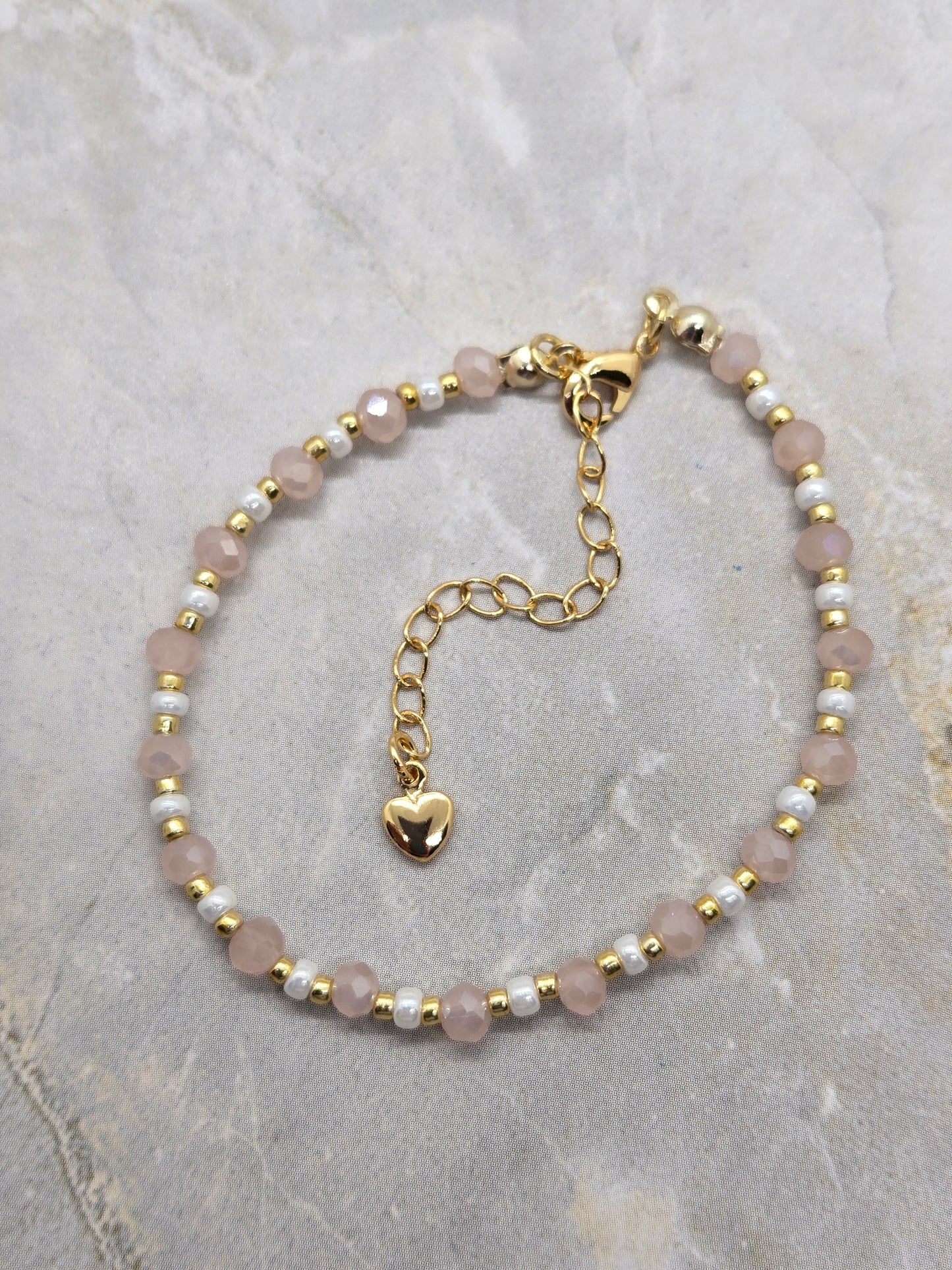 Pink, white and gold plated Bracelet