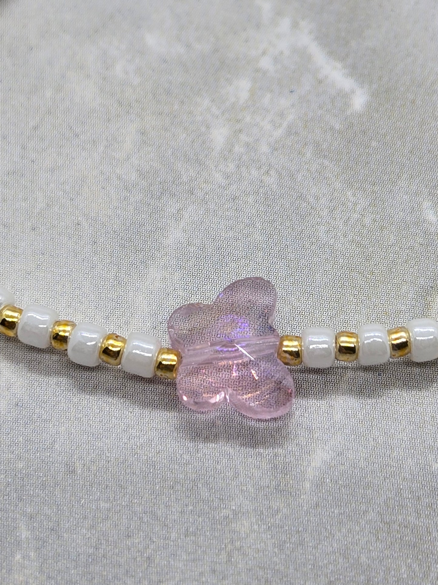 Pink Butterfly bracelet 6 inch
