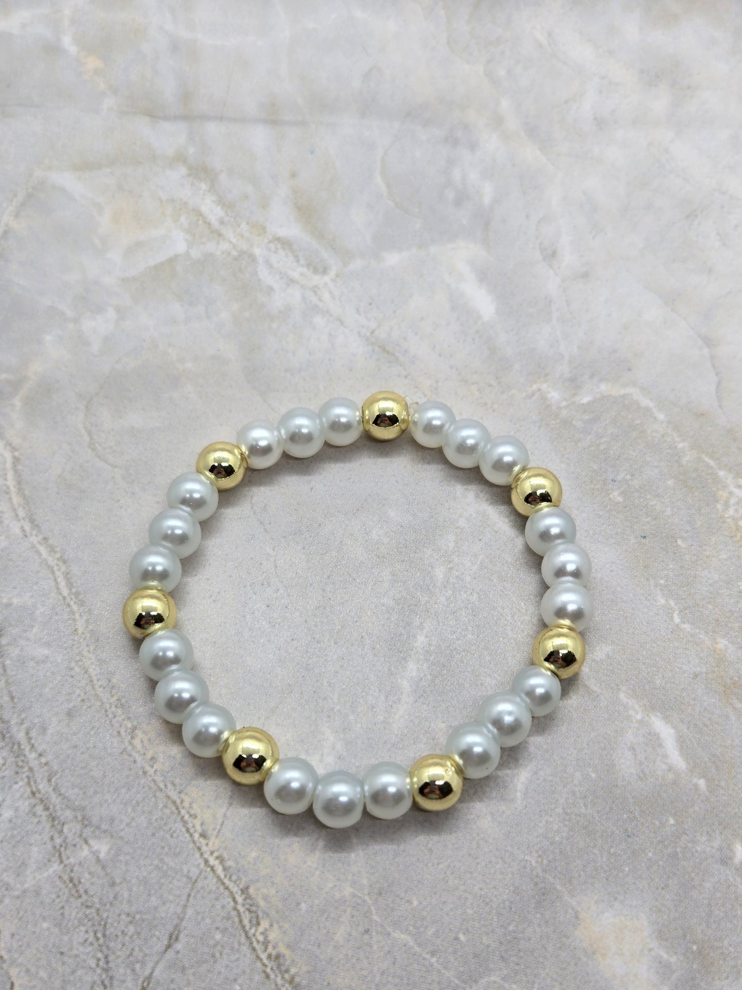 White and Gold Plated Bracelet 6mm 6 inch