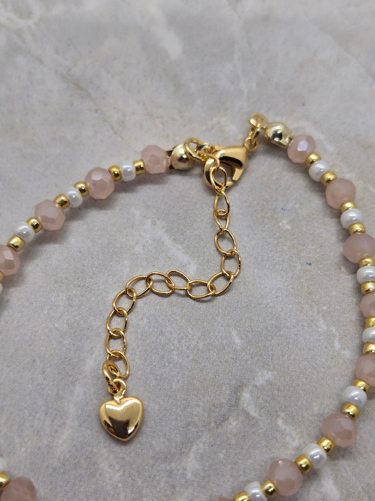 Pink, white and gold plated Bracelet