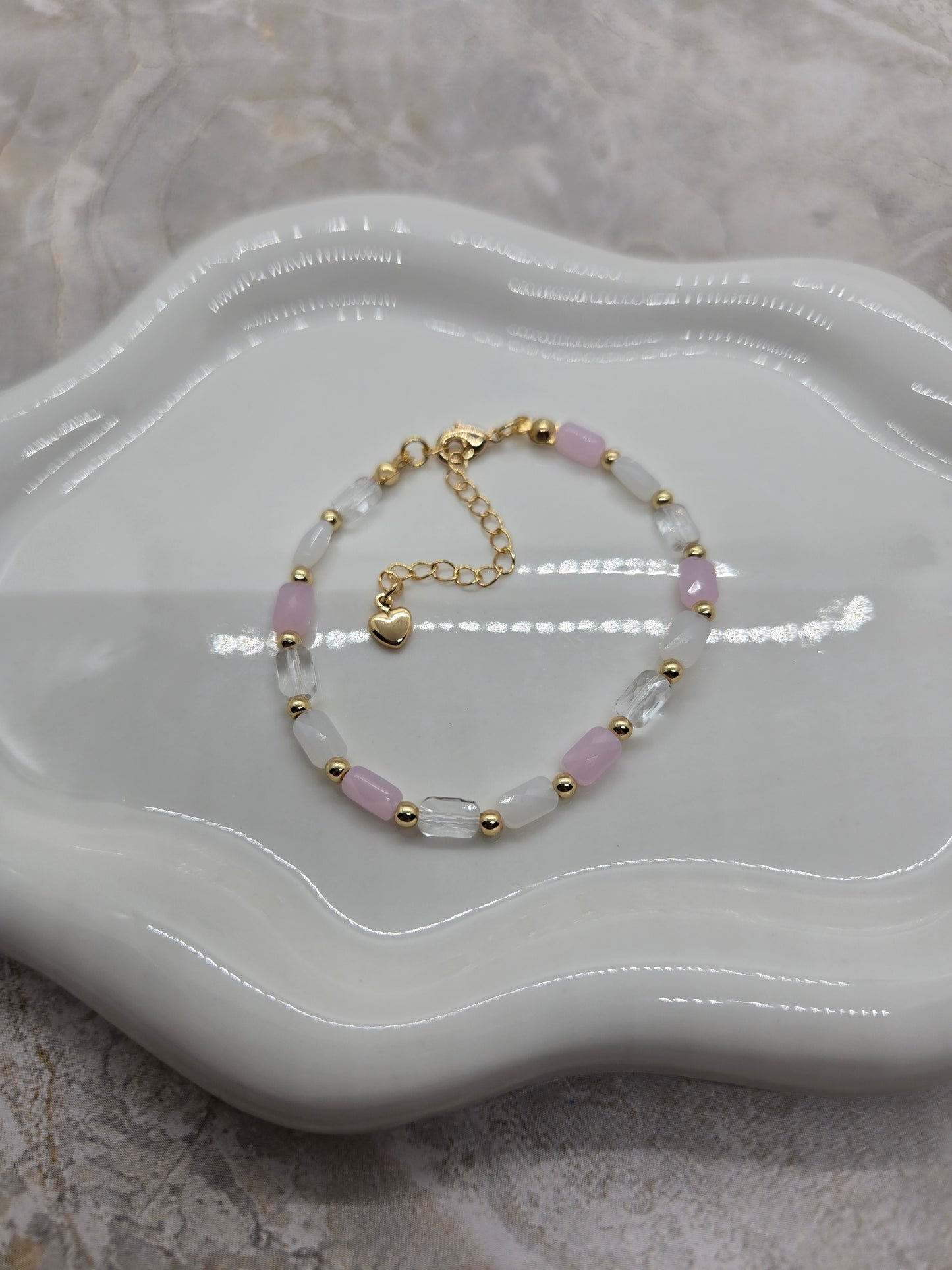 Pink, white and gold plated Bracelet