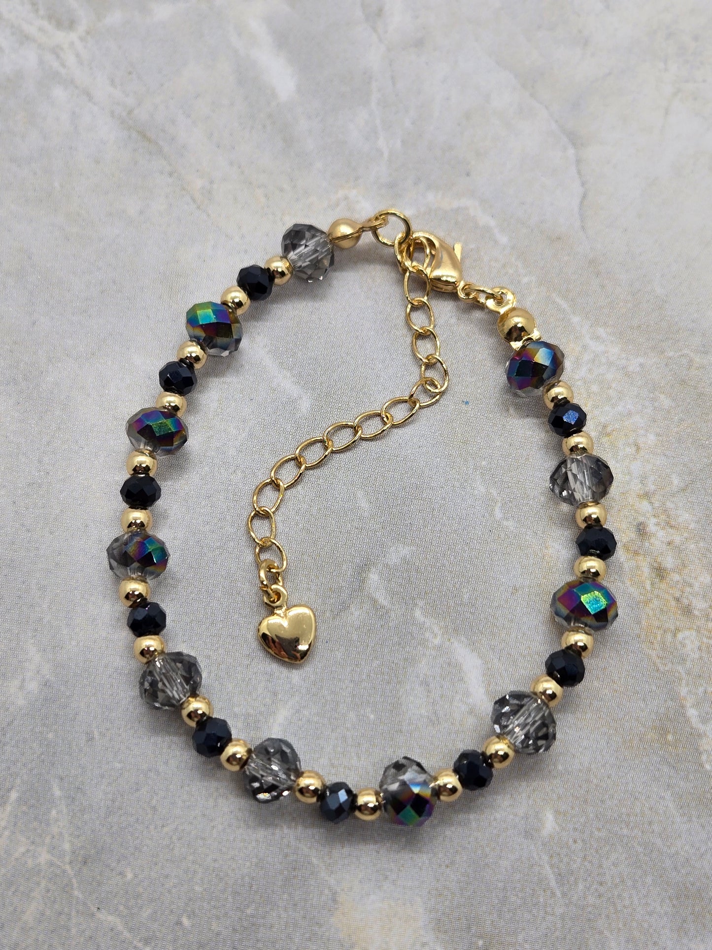 Black and Gold plated beads bracelet