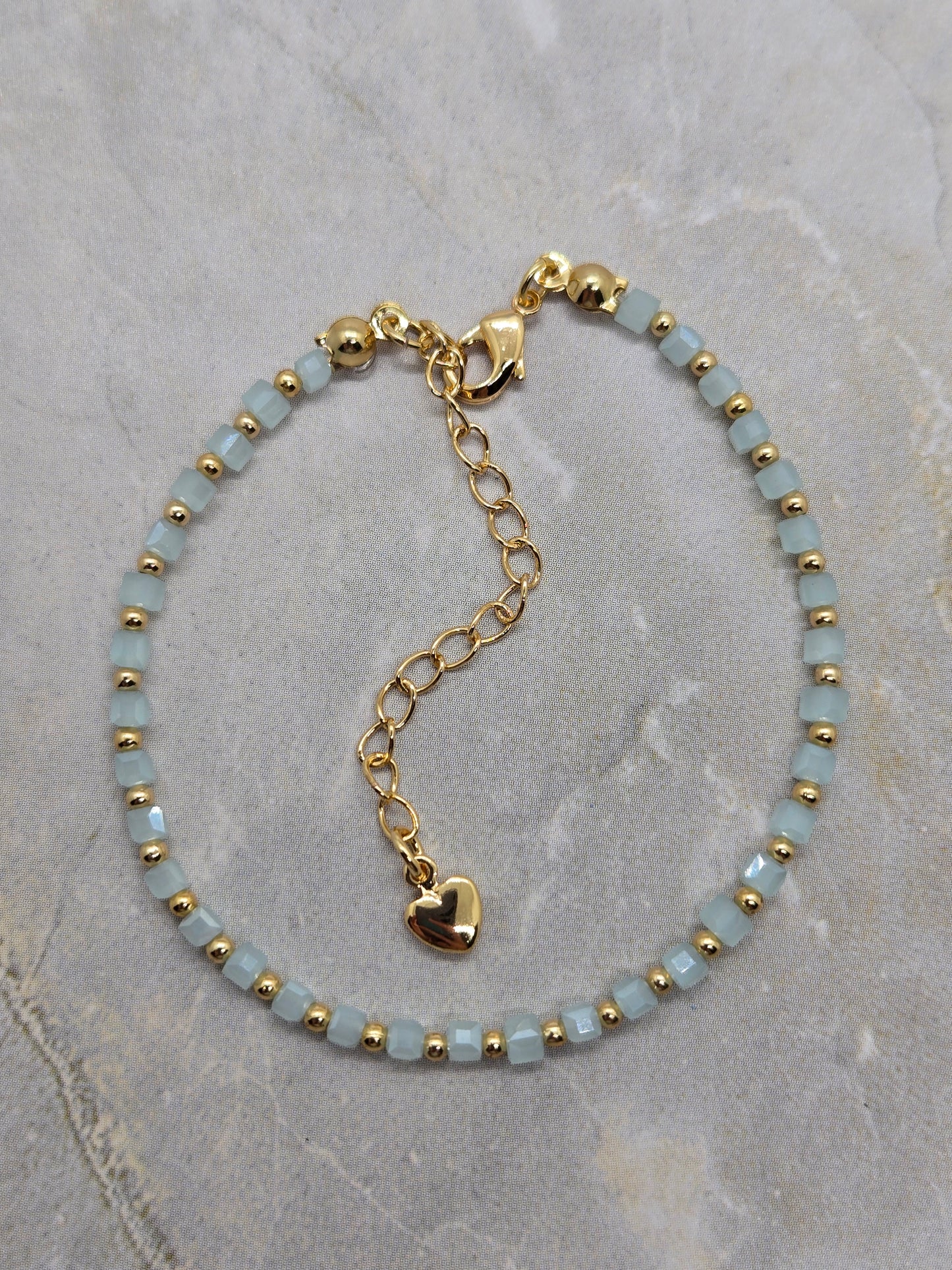 Blue and gold plated beads 2mm Bracelet