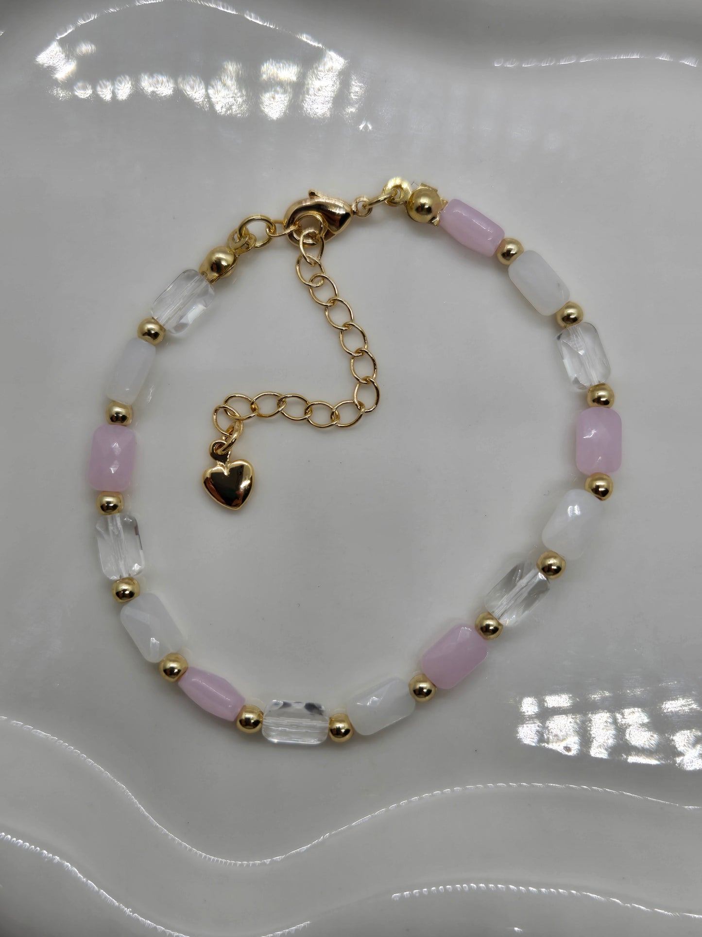 Pink, white and gold plated Bracelet