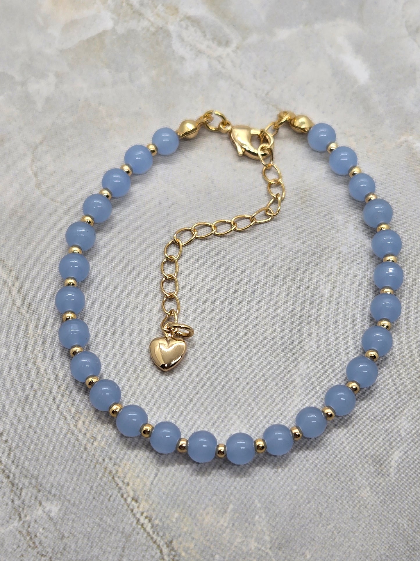 Blue and gold plated beads bracelet