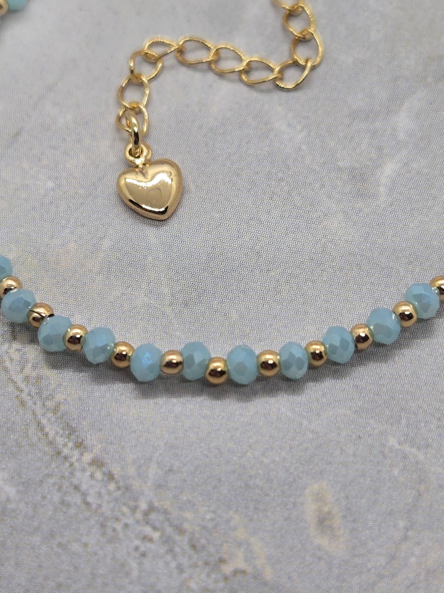 Blue and gold plated beads 2mm Bracelet