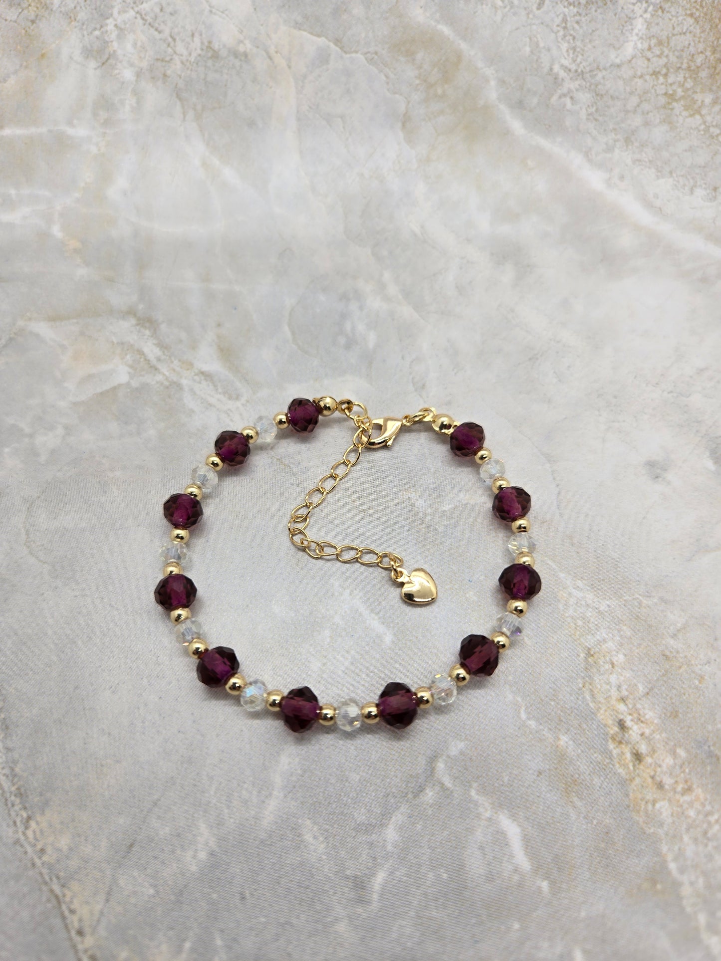Glass beads and gold plated bracelet