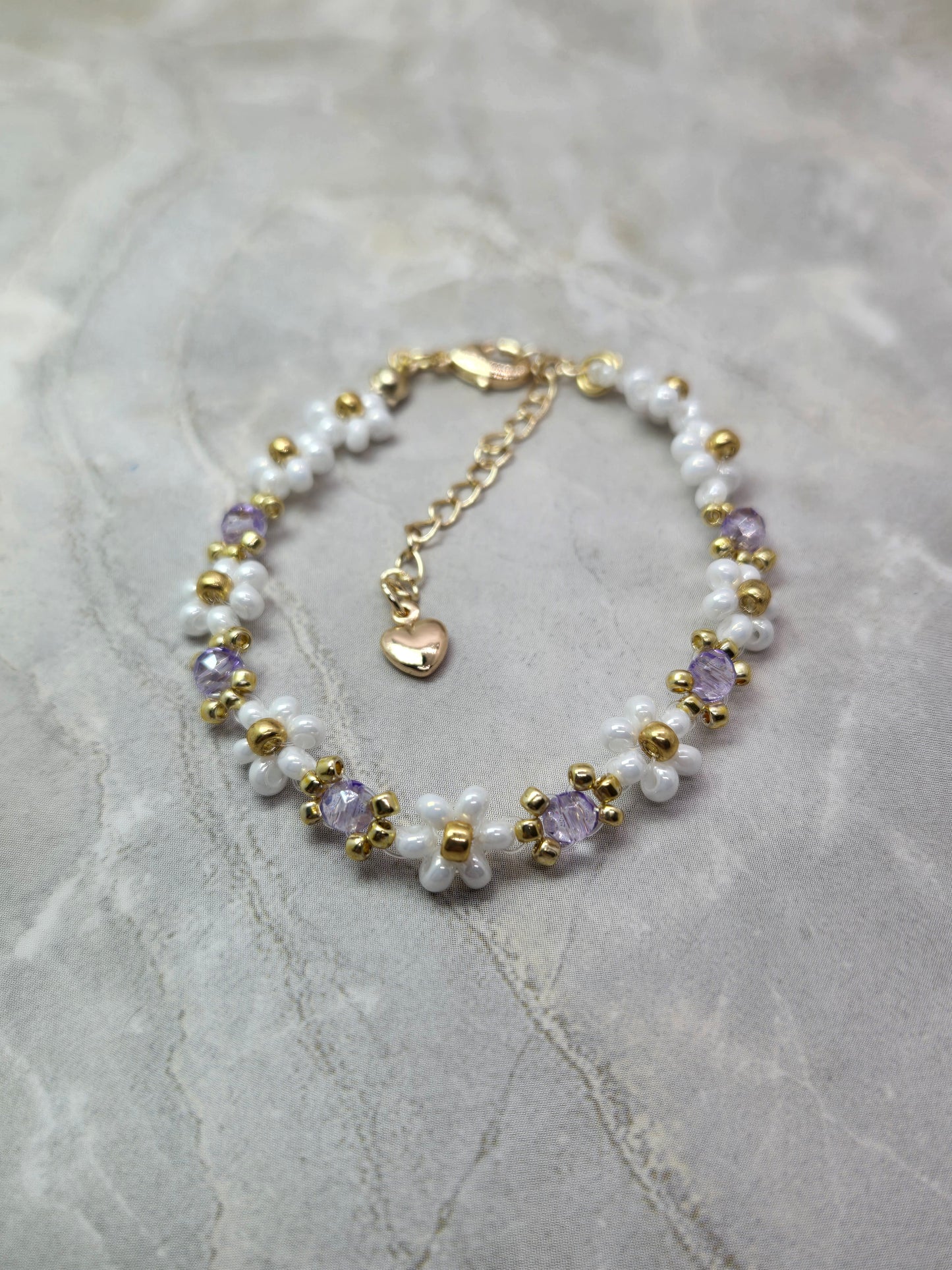 Purple Daisy Handamde Bracelet