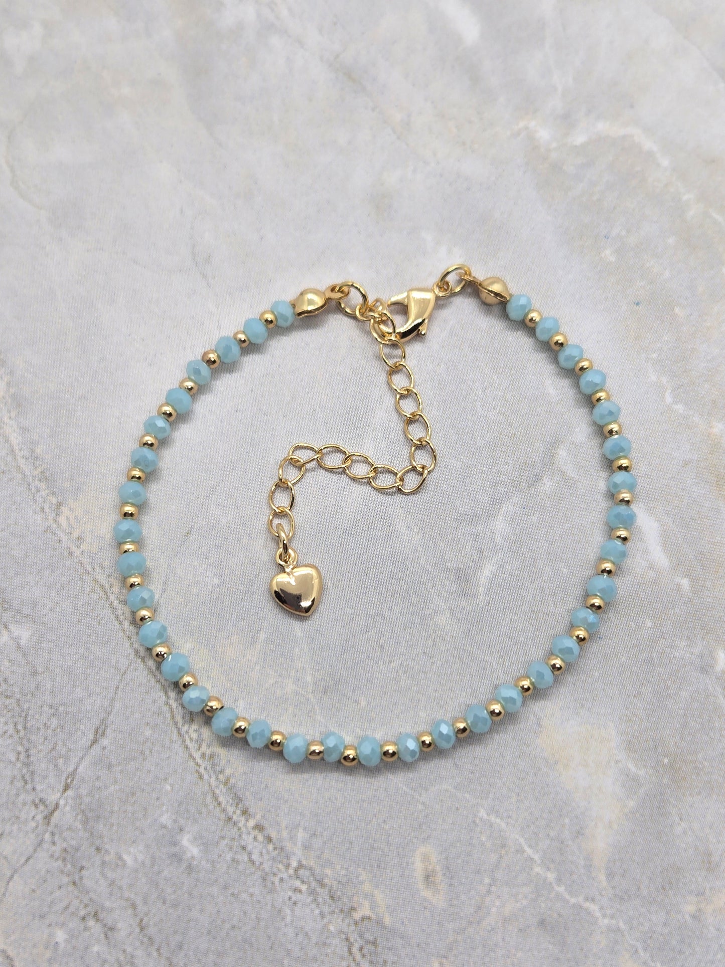 Blue and gold plated beads 2mm Bracelet