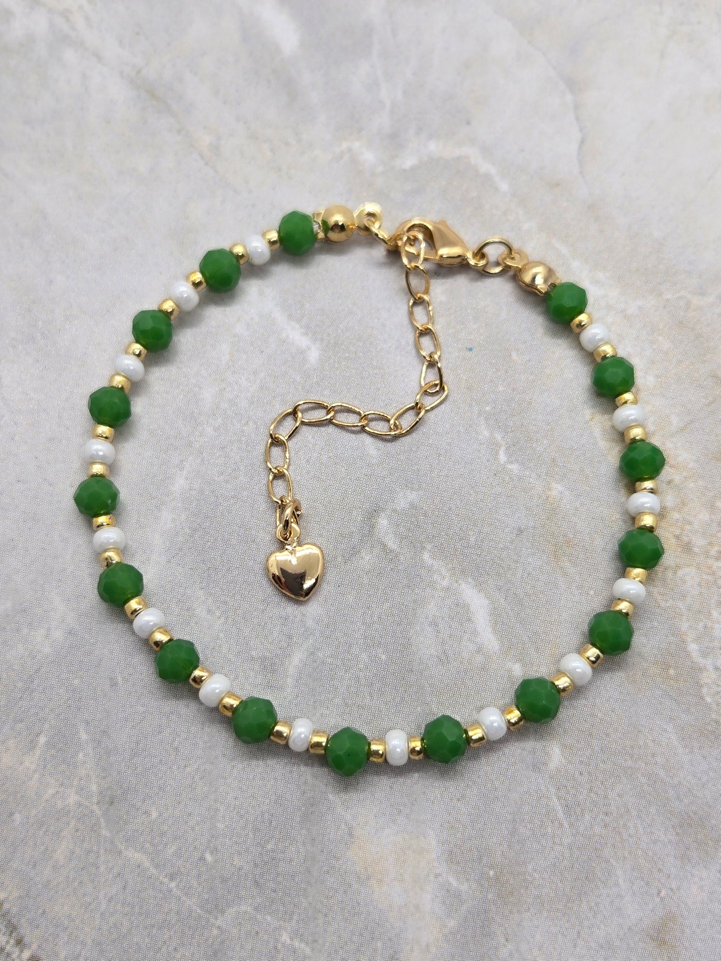 Green, White, and Gold Bracelet