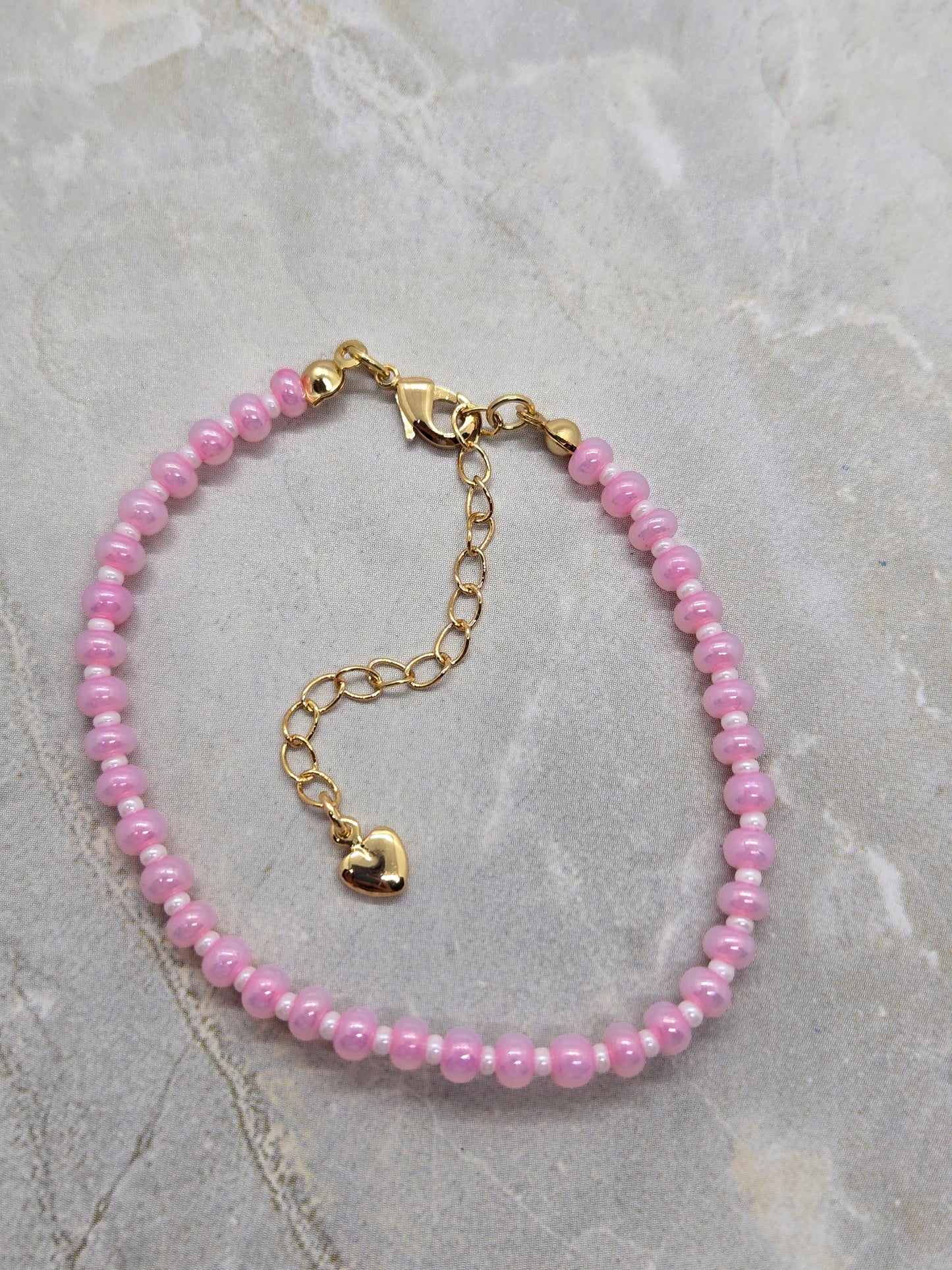 Pink and white bracelet
