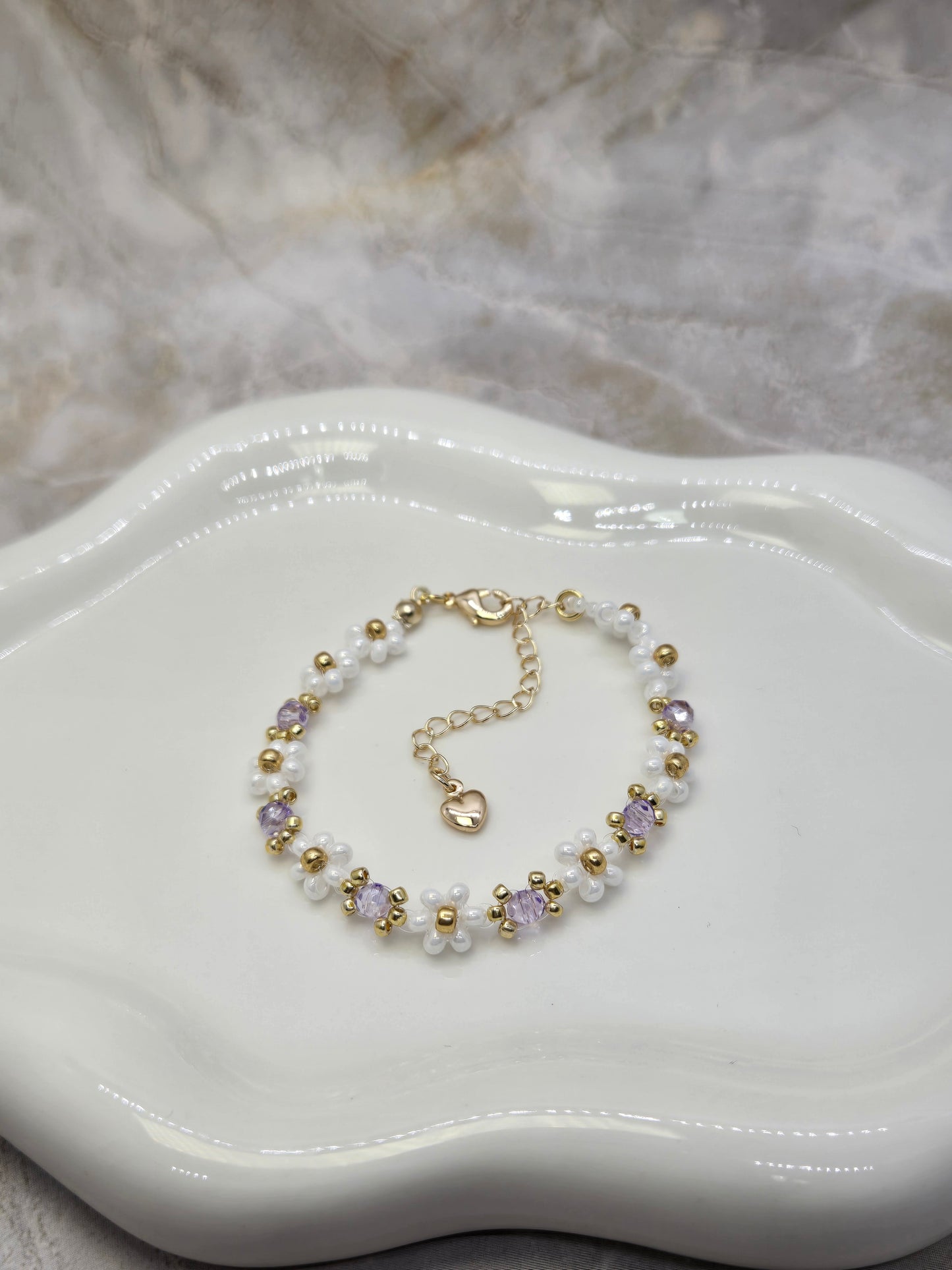 Purple Daisy Handamde Bracelet