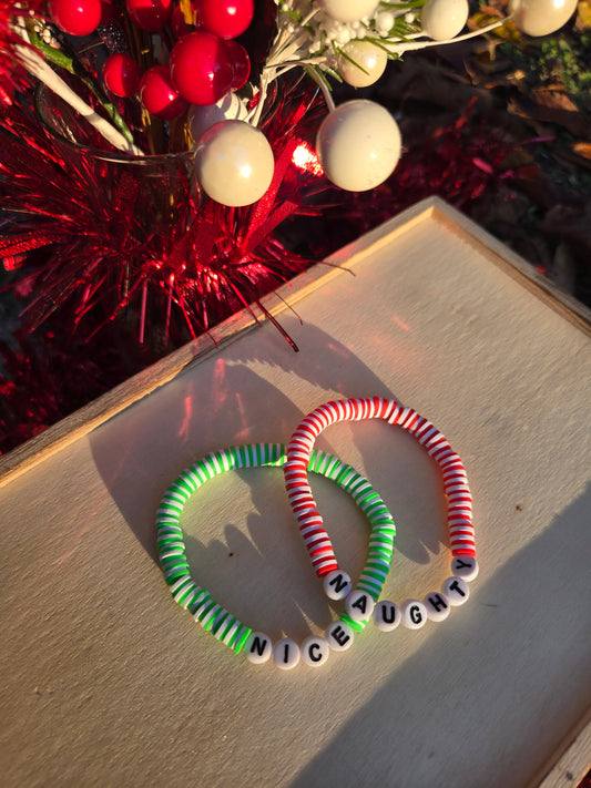 Best Friend Christmas Bracelet Naughty and Nice set of two