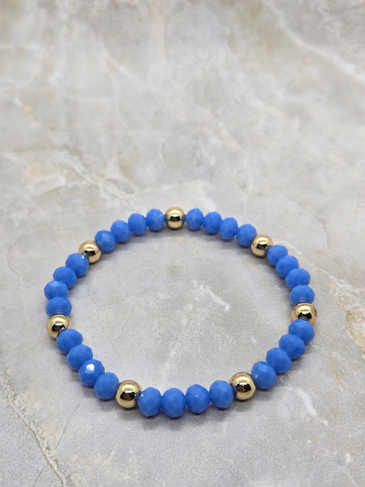 Blue and Gold plated beads bracelet