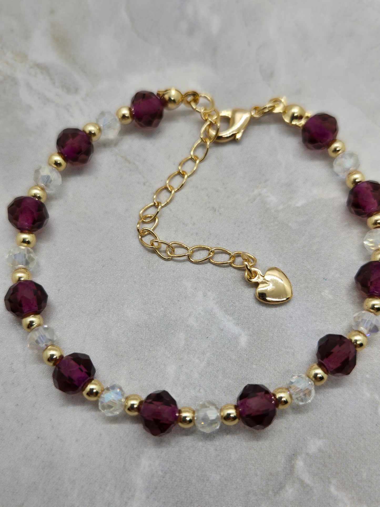 Glass beads and gold plated bracelet