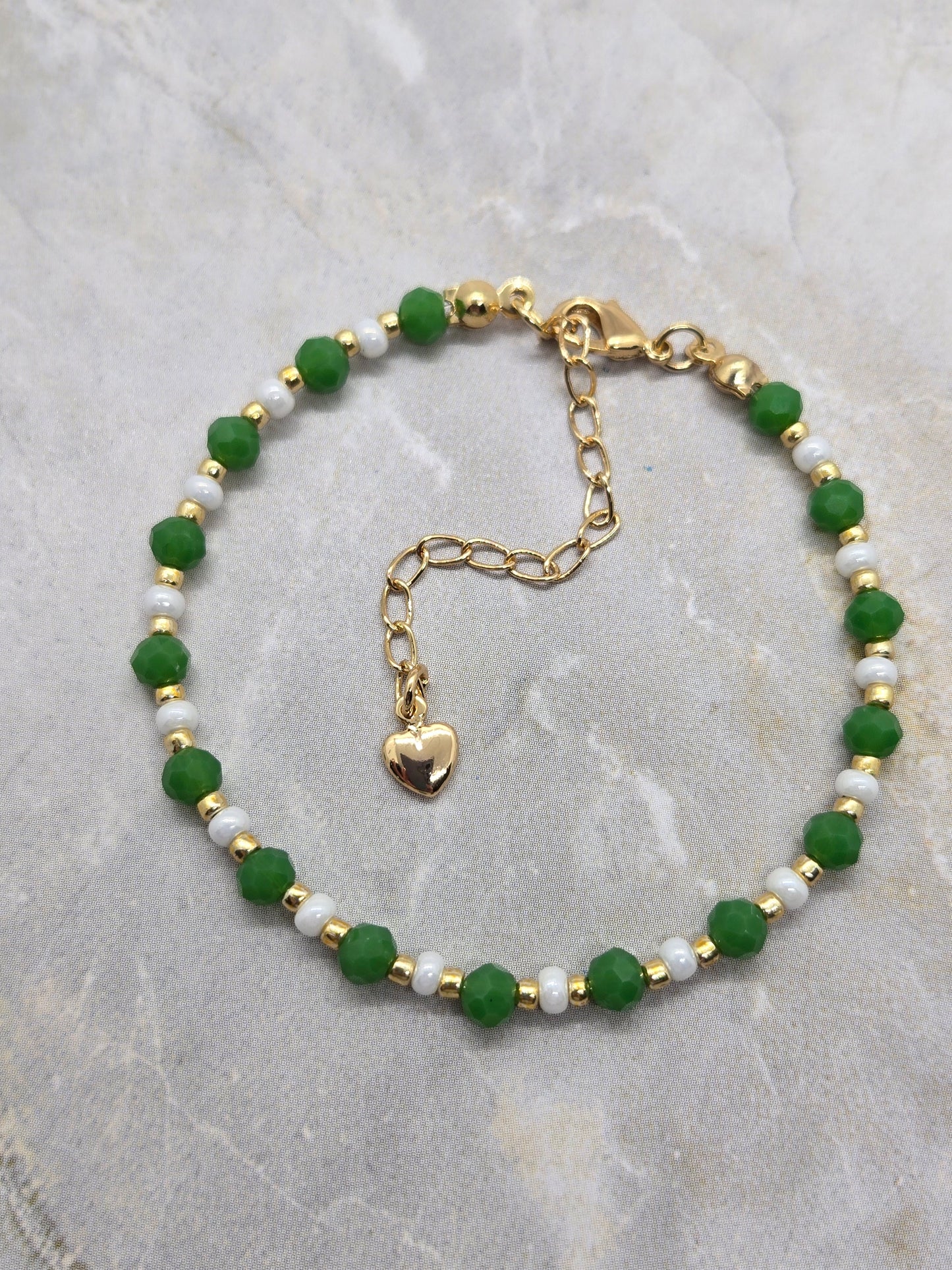 Green, White, and Gold Bracelet