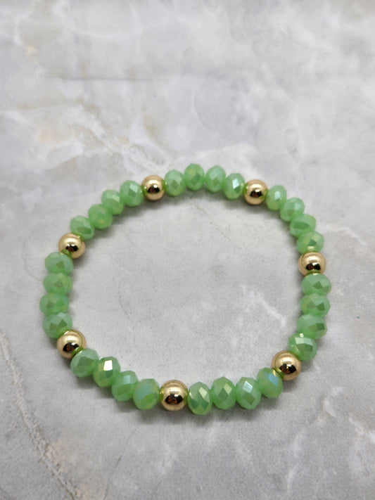 Green and gold plated beads