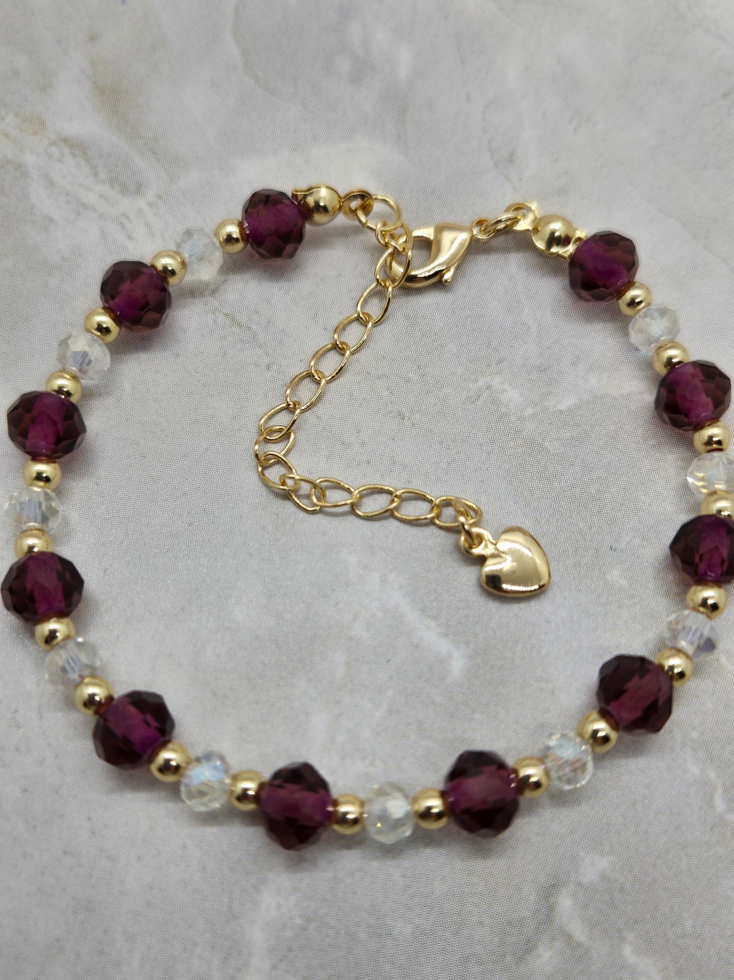 Glass beads and gold plated bracelet