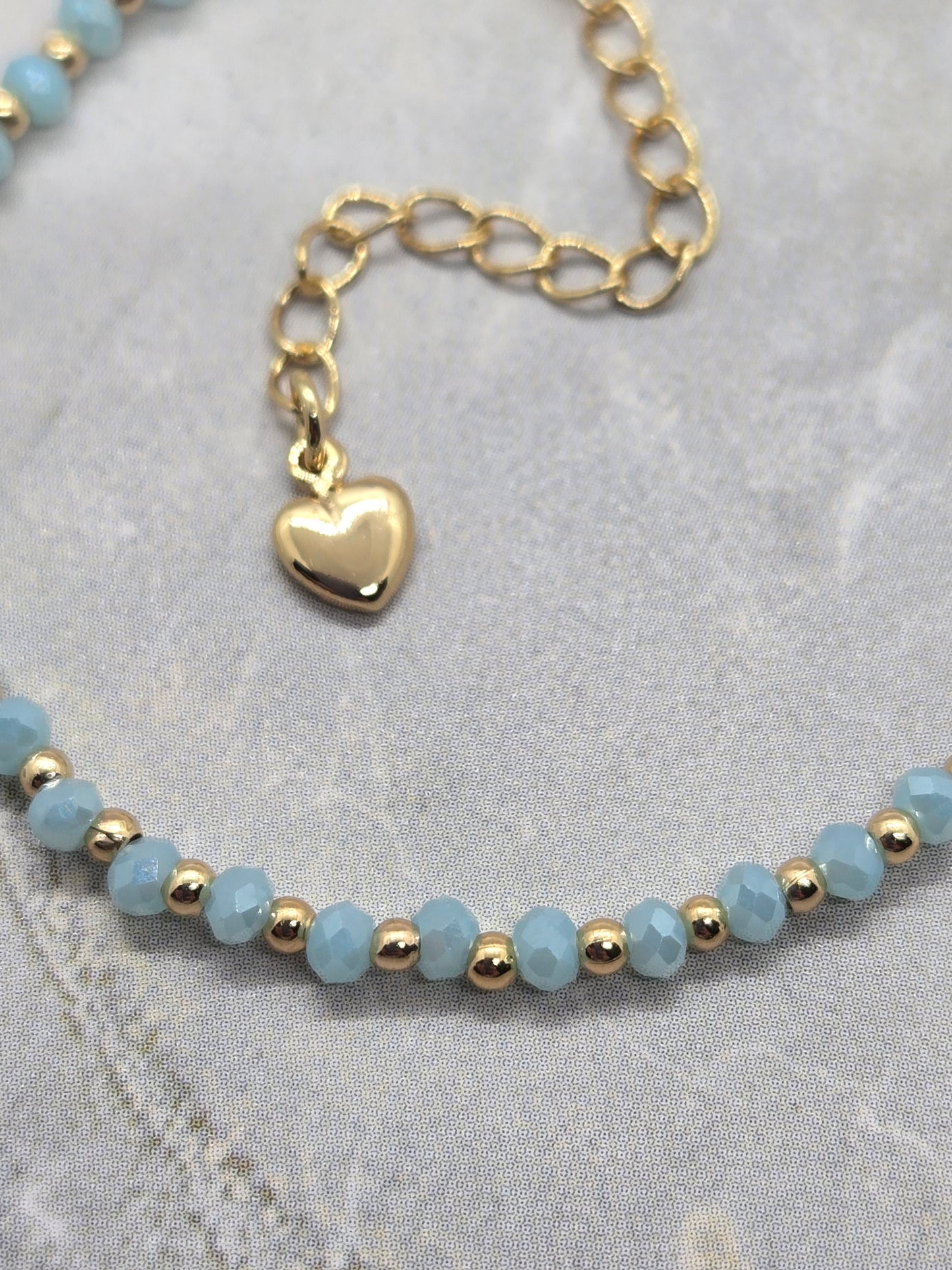 Blue and gold plated beads 2mm Bracelet