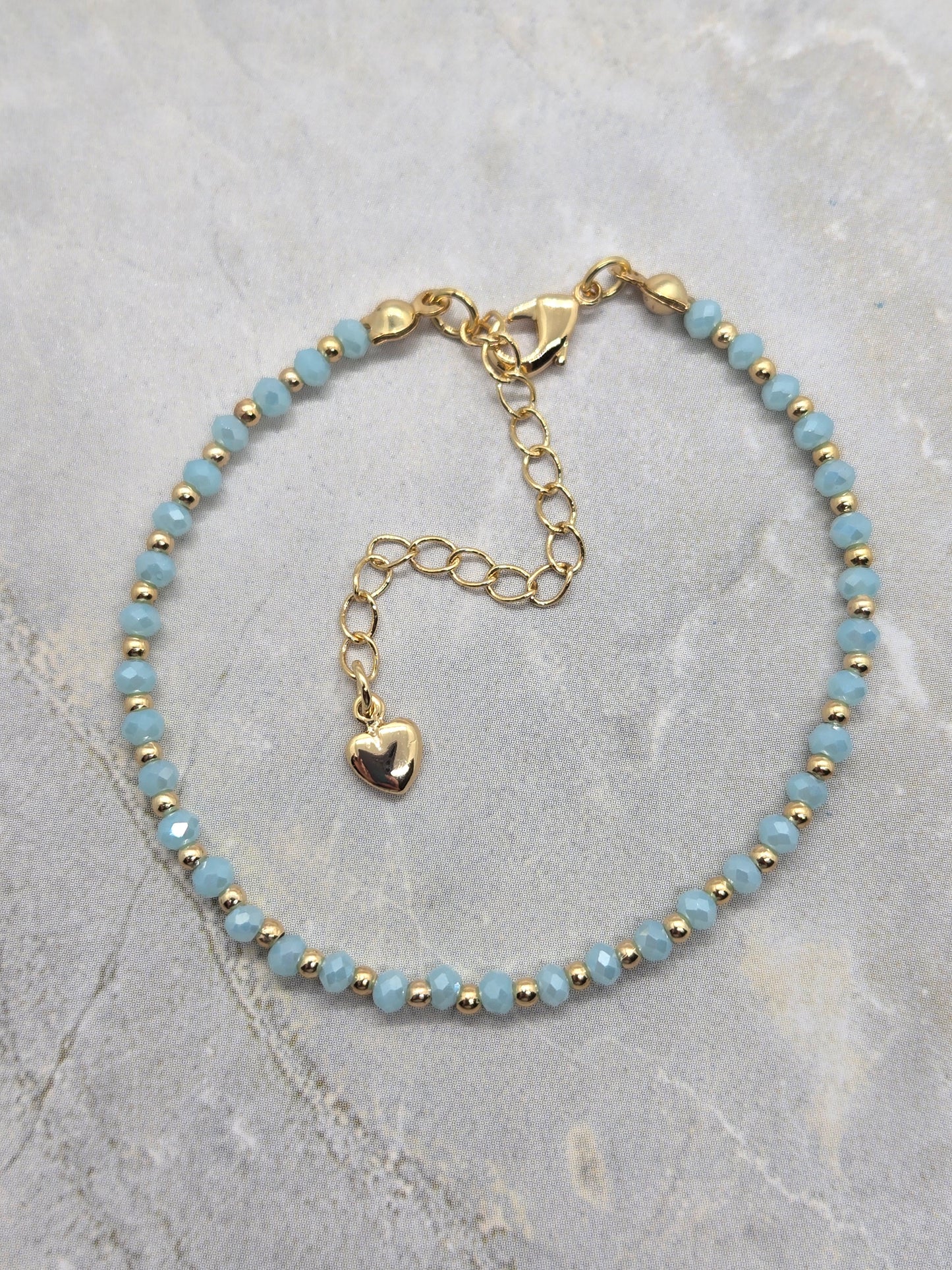Blue and gold plated beads 2mm Bracelet