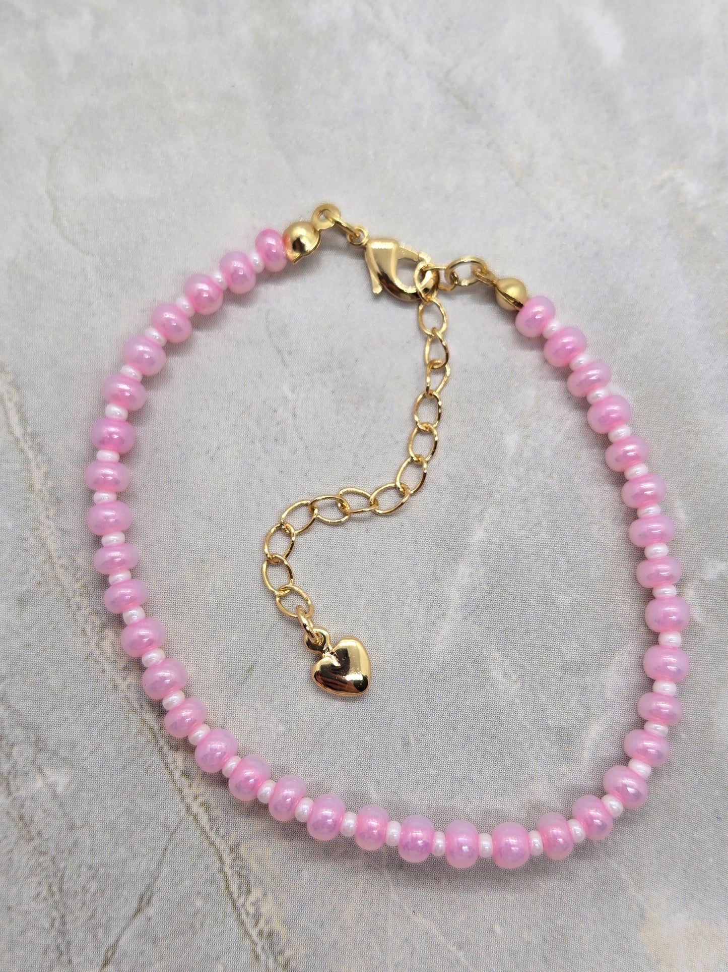 Pink and white bracelet