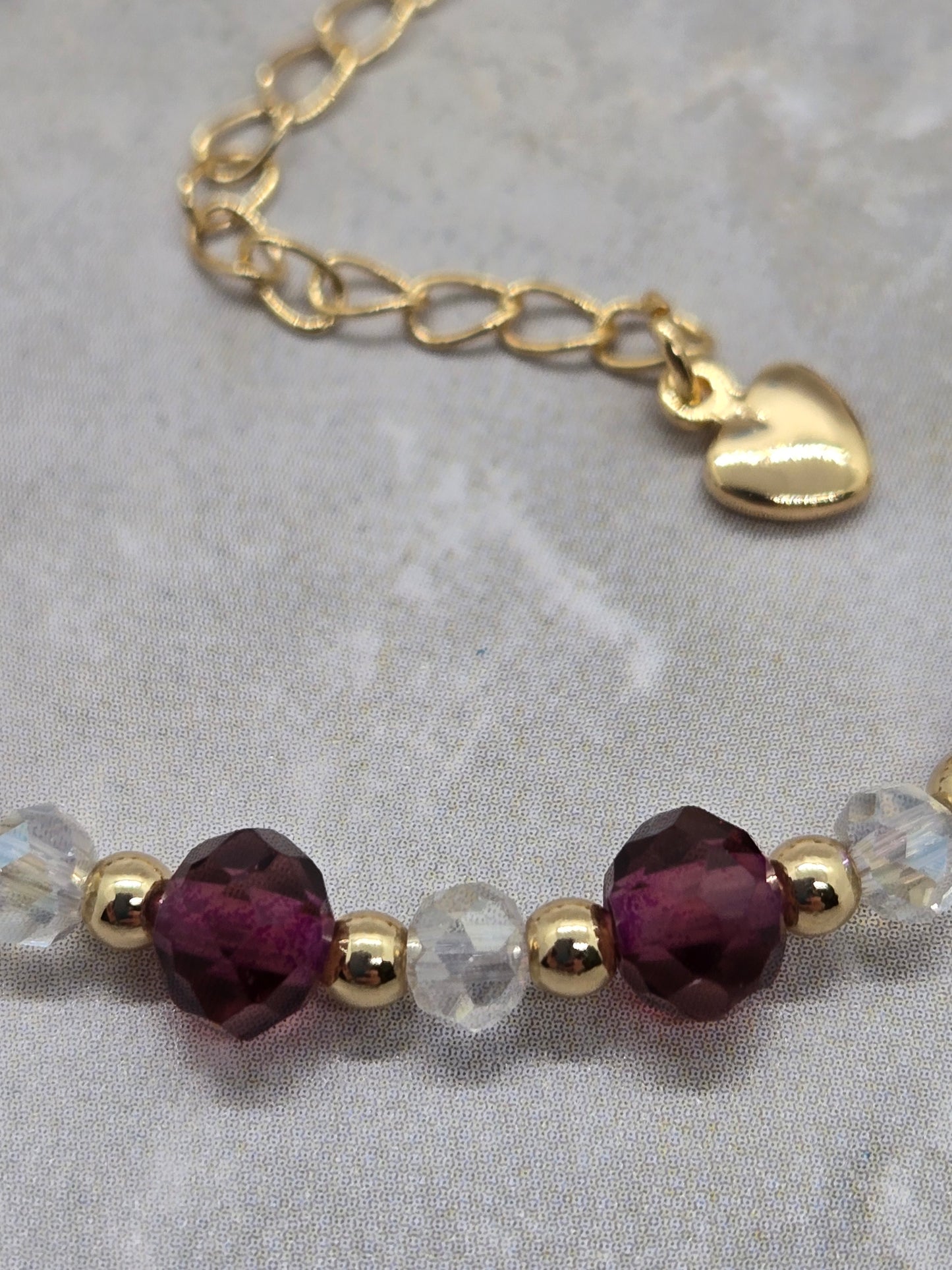 Glass beads and gold plated bracelet