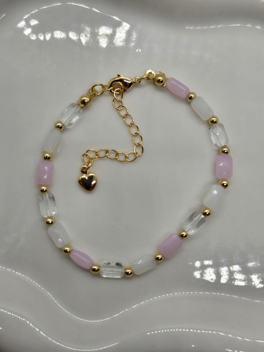 Pink, white and gold plated Bracelet
