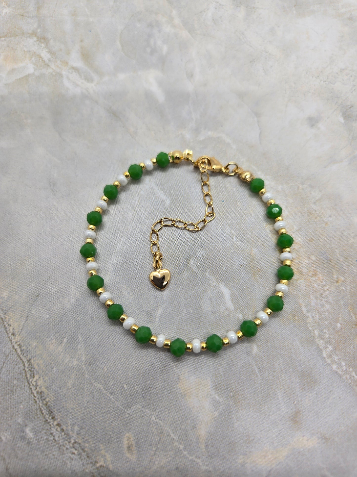 Green, White, and Gold Bracelet