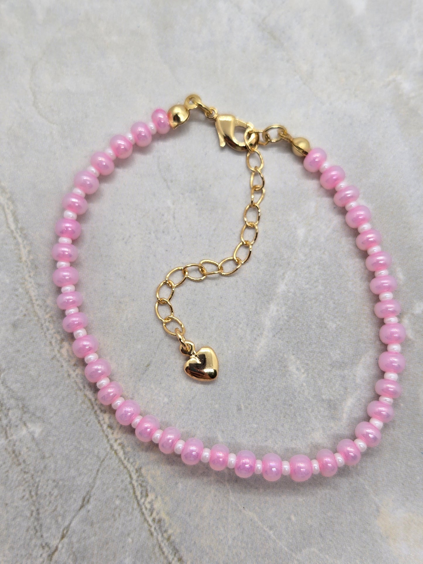 Pink and white bracelet