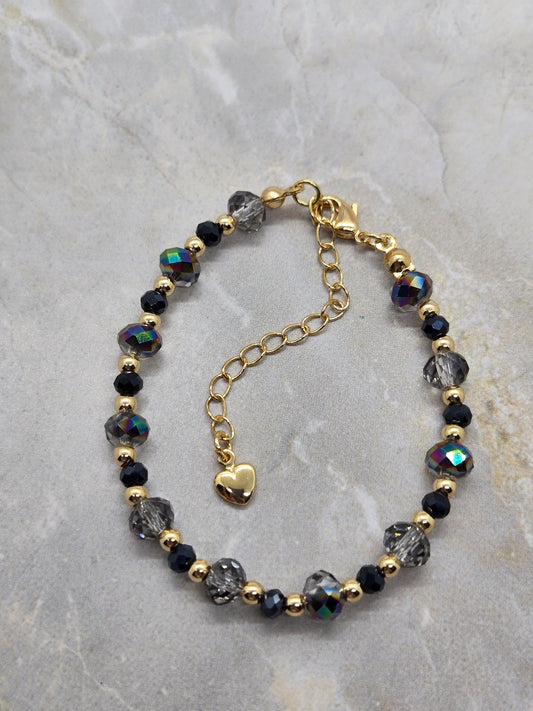 Black and Gold plated beads bracelet