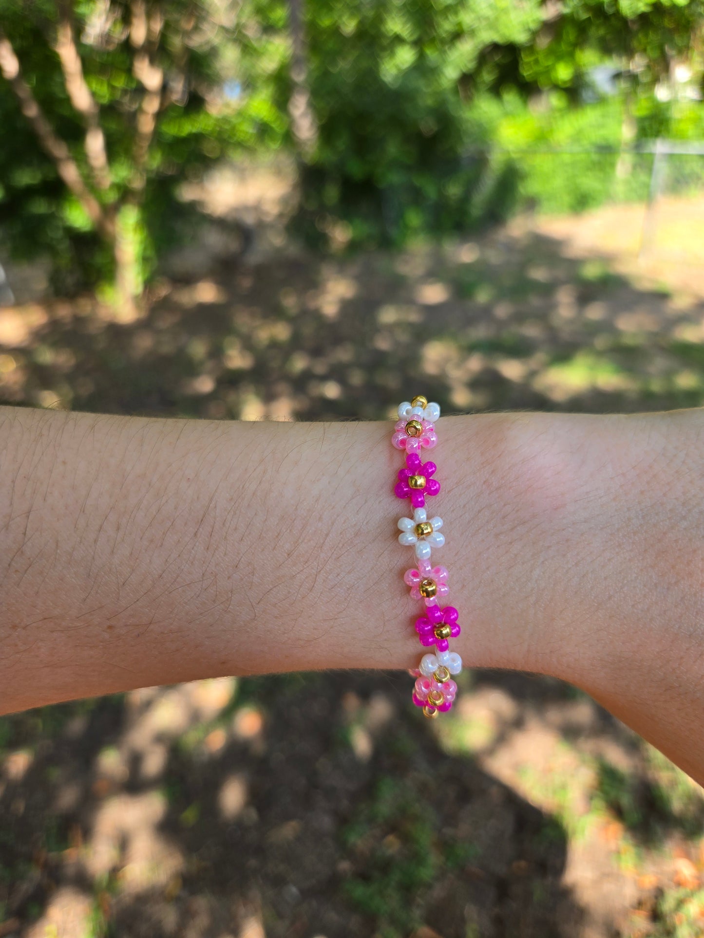 Pink Daisy Handmade bracelet