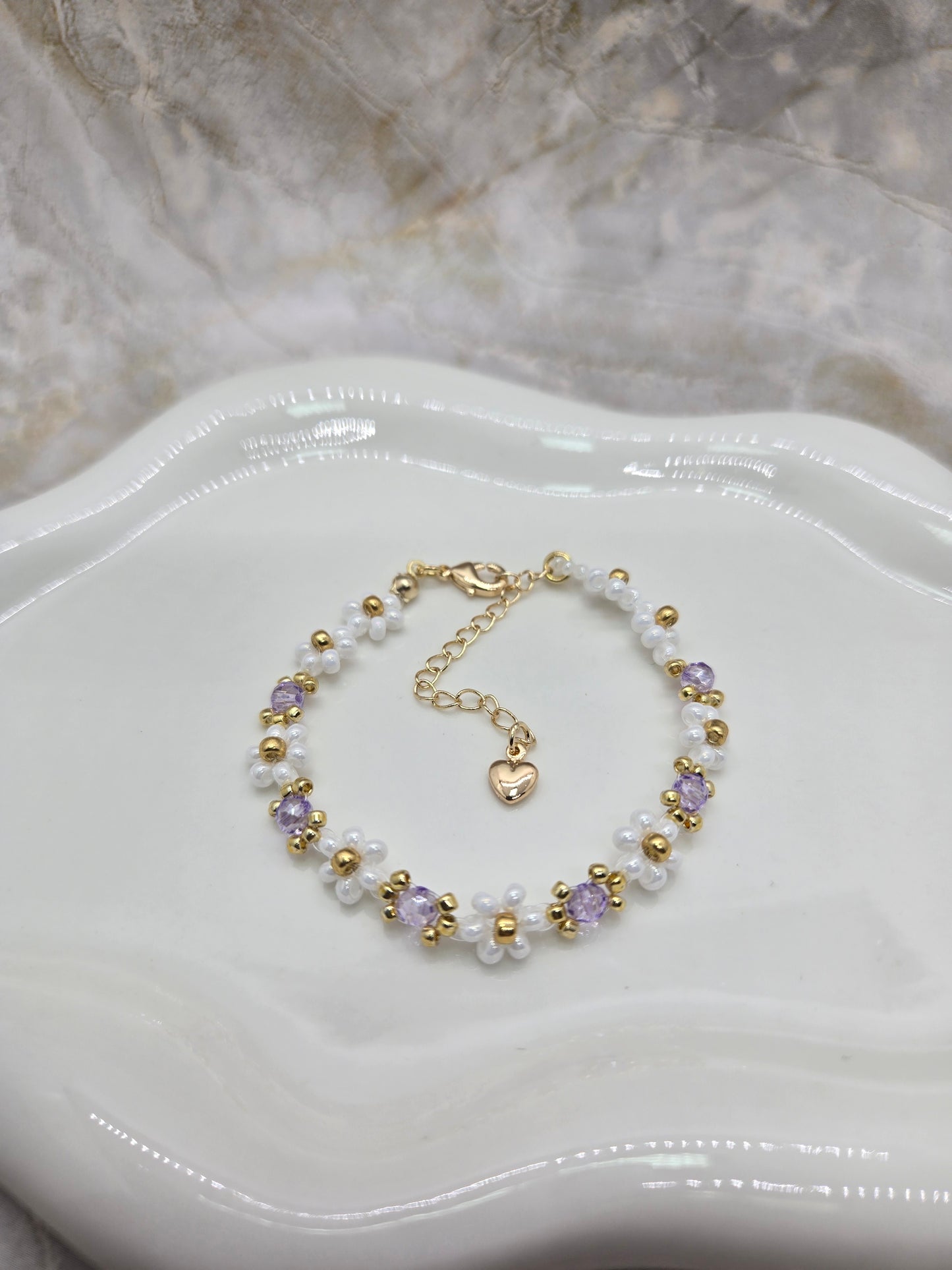 Purple Daisy Handamde Bracelet