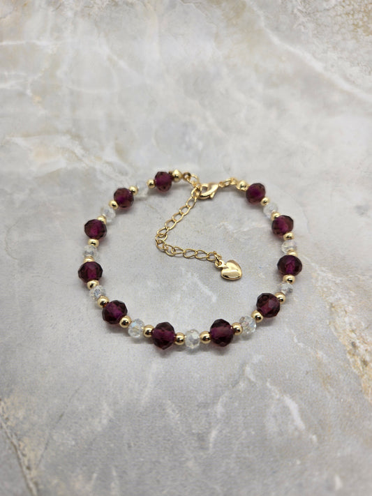 Glass beads and gold plated bracelet