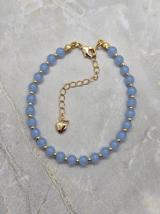 Blue and gold plated beads bracelet